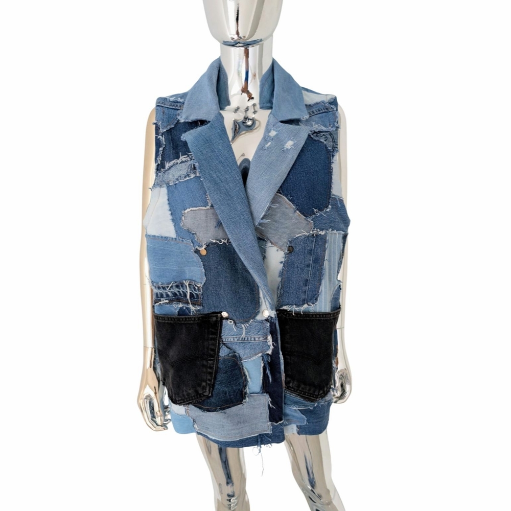 Patchwork Denim Vest (Women’s Chest 40-42″)